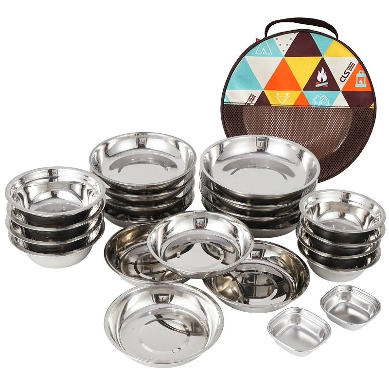 Camping Cooking Dining Set - キャンプ料理ポータブルダイニングプレートセット、アウトドアキャンプ食器、自動運転バーベキュープレート、ホームスープポット、ボウルプレートセット、17/22