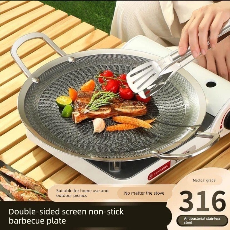 Camping Cooking Griddle - 316ステンレス鋼多機能調理BBQグリルパン、キャンプ、家庭用キッチン、ガスコンロ対応、IH調理器対応