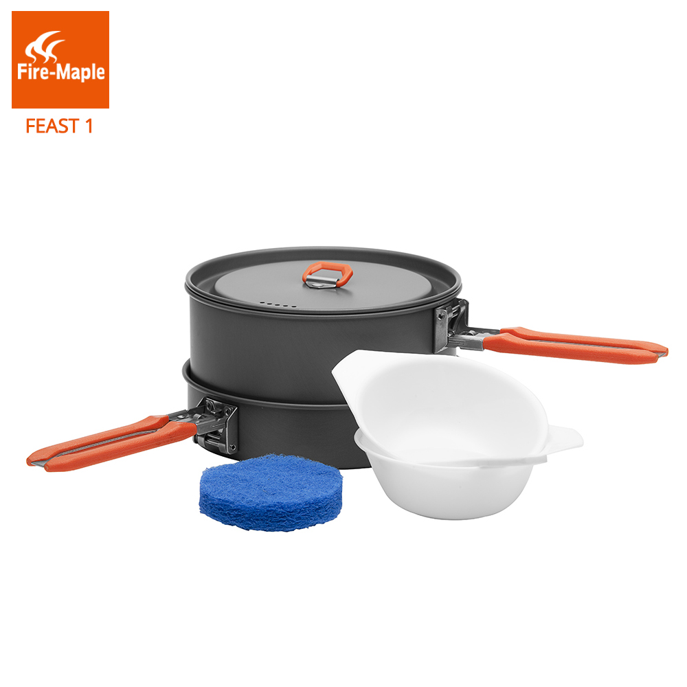 Camping Cooking Pots And Pans Set - ファイヤーマプル祭1屋外キャンプハイキング調理器具バックパッキング調理鍋鍋セット折りたたみハンドル1〜2人FMC-F1