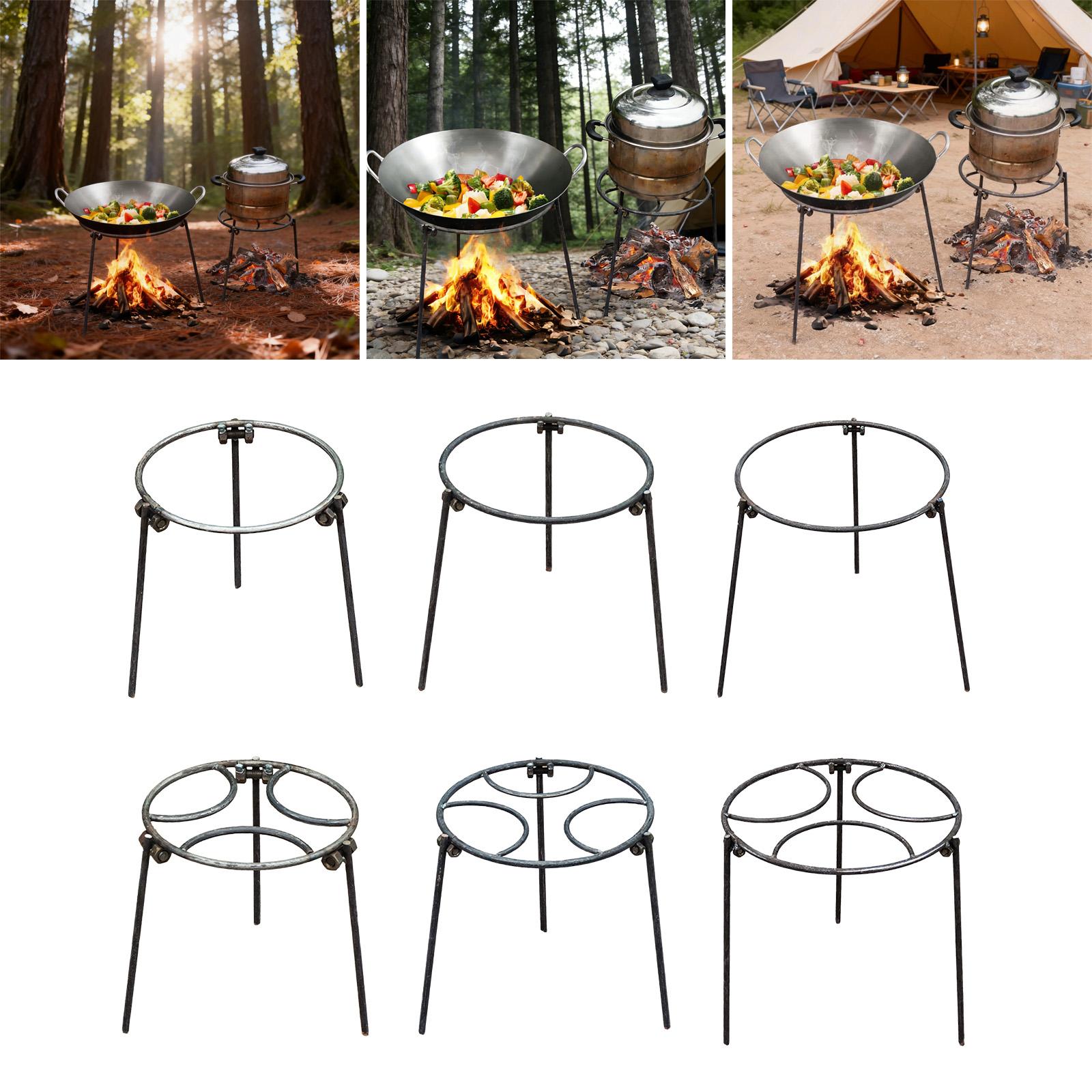 Camping Cooking Grate - キャンプファイヤー三脚、ダッチオーブン多目的中華鍋ホルダー、焚き火調理スタンド折りたたみ式キャンプグリル、裏庭グリルBBQ芝生用