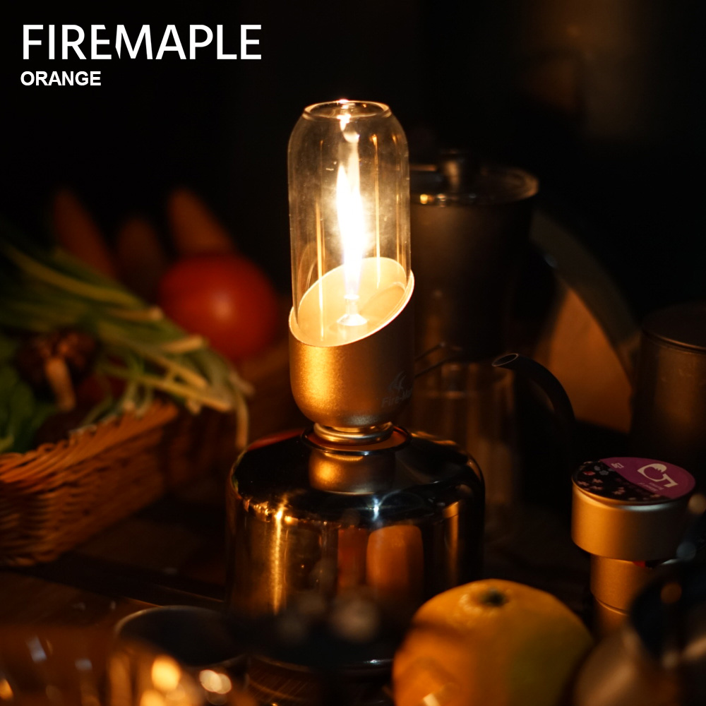 Camping Cooking Gazebo - Fire mapleオレンジガスランタン、キャンプ、ハイキング、バックパッキング用の屋外アイソブタンフューエルライト、ロマンティックビアンガスランプ