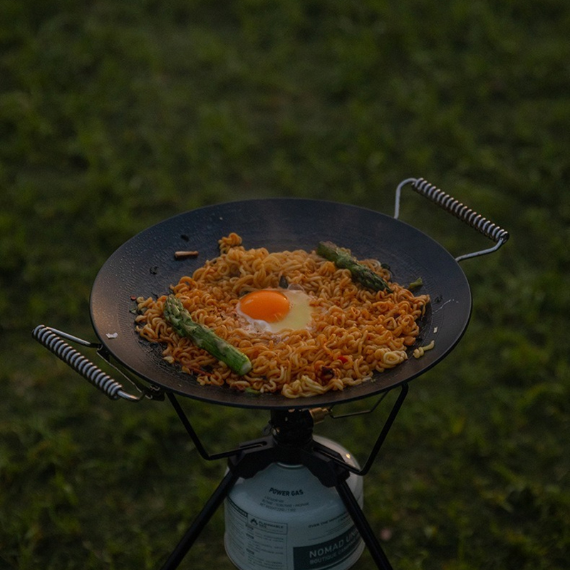 Camping Cooking Griddle - CAMPINGMOON GRW-45F 大型3層スチール製ノンスティックグリドルパン、斑点模様仕上げ、折りたたみ式ハンドル、キッチン調理用およびBBQパン