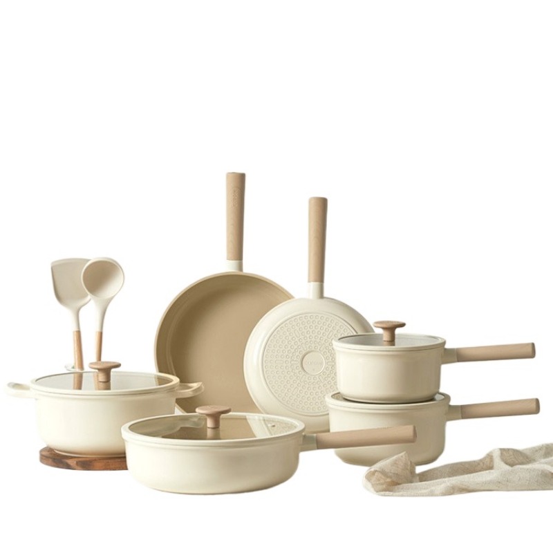 Camping Cooking Pots And Pans Set - ゲリング中国製格安ホワイトチタンセラミックキッチンパンと鍋卸売8個入りノンスティックキャンプ調理器具セット