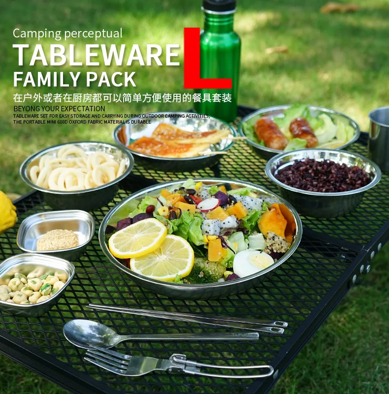 Camping Cooking Dining Set - 新しいキャンプ用調理器具ポータブルダイニングプレートセット22点セット、アウトドアキャンプ食器、セルフドライビングBBQプレート、家庭用スープポット、ボウル、プレートセット