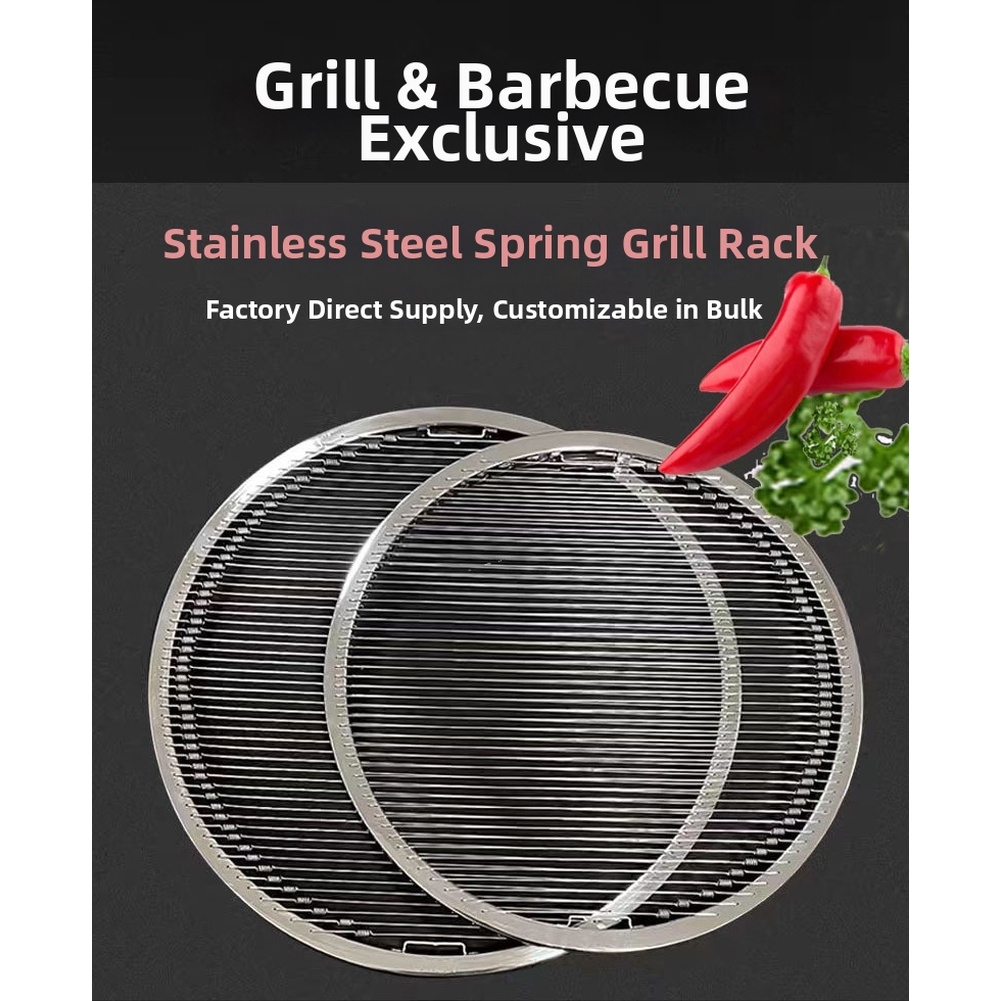 Camping Cooking Grate - ステンレス鋼バーベキューグリルネットラック 304 スプリングワイヤーメッシュバーベキューグリル キャンプ用屋外ストーブ調理ツール 29cm 33cm