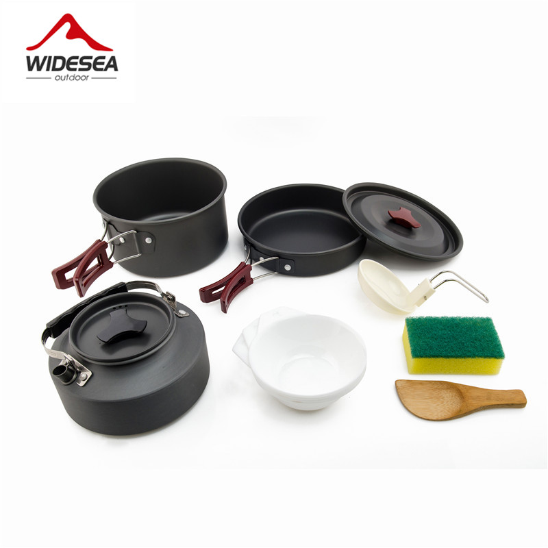 Camping Cooking And Dining Set - Widesea キャンプ調理器具セットアウトドアポット食器キット調理水ケトルパン旅行カトラリー器具ハイキングピクニック用品