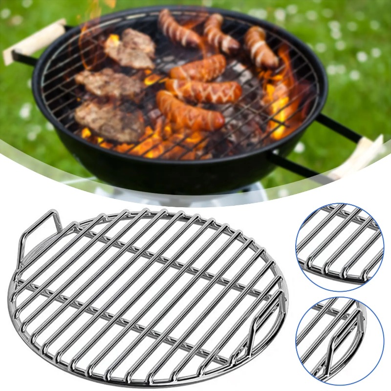 Camping Cooking Grate - バーベキューラック、グリル格子交換用、丸型40cm鋳鉄グリル格子、ステンレス鋼製丸型調理用格子、屋外キャンプ用