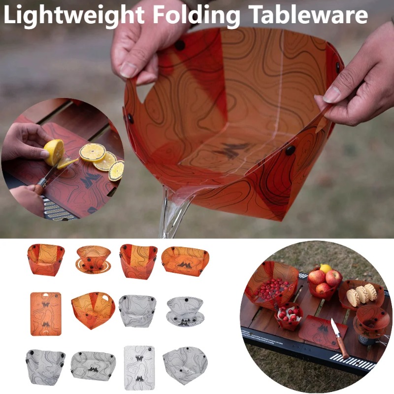 Camping Cooking Disc - 折りたたみ式キャンプ食器ポータブルボウルディナープレートコーヒーフィルター耐熱ボウルプレートセットキャンプ調理用品
