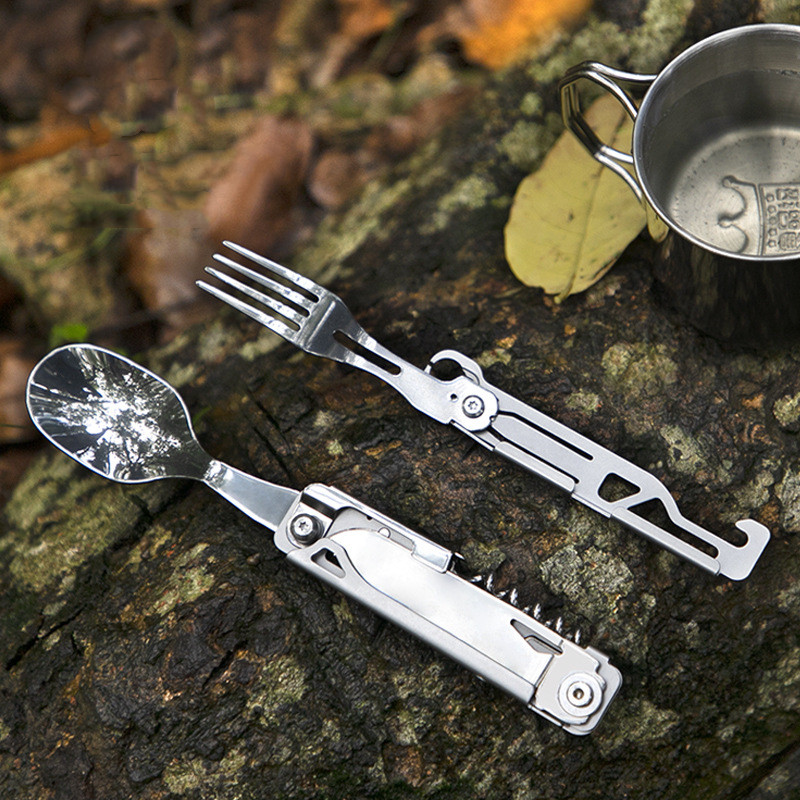 多機能キャンプフォークスプーンセットポータブル折りたたみナイ - Camping Cooking And Dining Set のレビューと価格