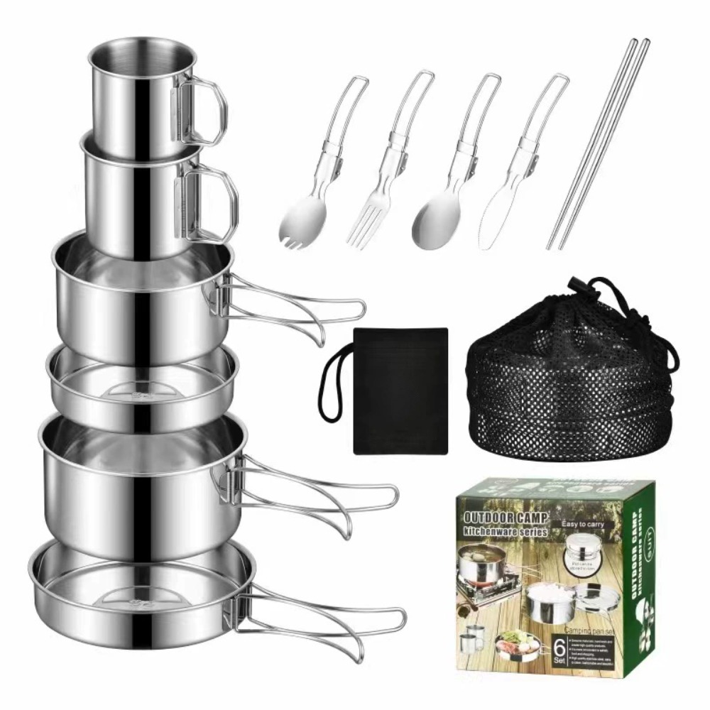 12 個アドベンチャーキャンプクックセットキャンプ鍋とフライ - Camping Cooking Pots And Pans Set のレビューと価格