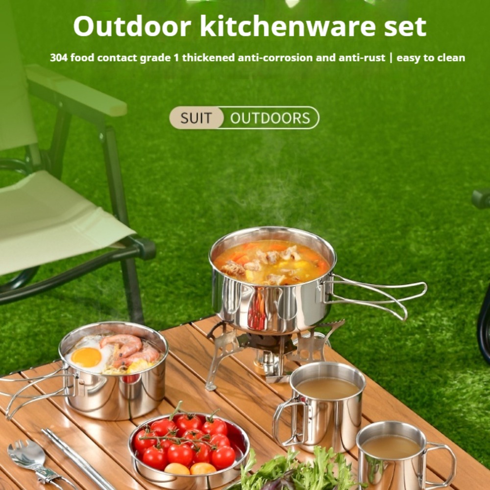 12 個アドベンチャーキャンプクックセットキャンプ鍋とフライ - Camping Cooking Pots And Pans Set のレビューと価格