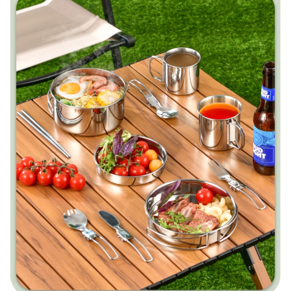 12 個アドベンチャーキャンプクックセットキャンプ鍋とフライ - Camping Cooking Pots And Pans Set のレビューと価格