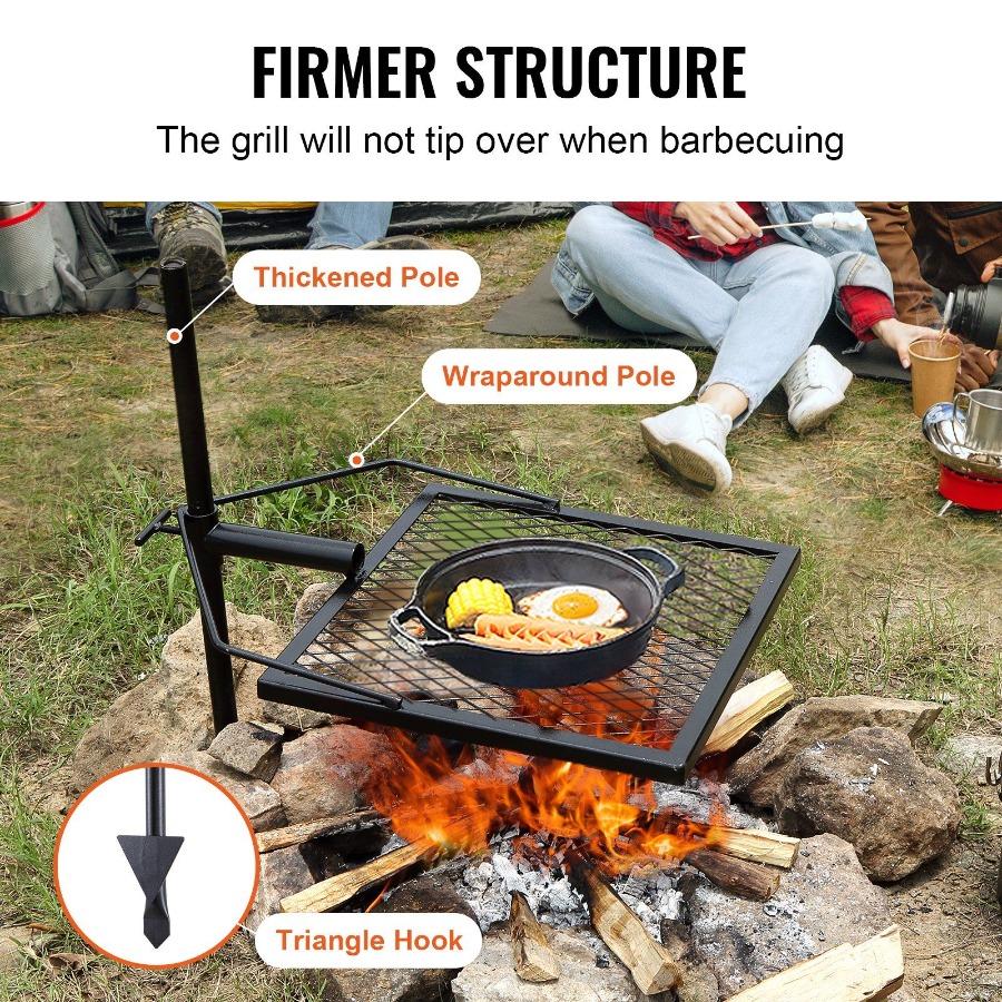 回転式焚き火グリル、焚き火台用、頑丈なスチール製、360度調 - Camping Cooking Grate のレビューと価格
