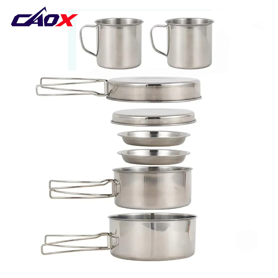 CAOX 8個セット キャンプ用調理器具セット ステンレス製 - Camping Cooking Hot Plate のレビューと価格