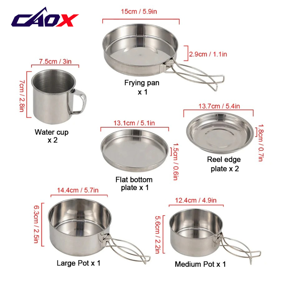 CAOX 8個セット キャンプ用調理器具セット ステンレス製 - Camping Cooking Hot Plate のレビューと価格