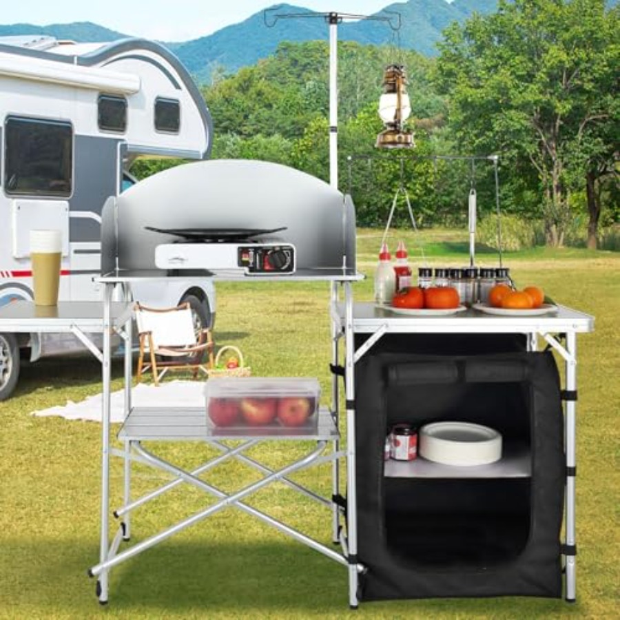 キャンプキッチンテーブル、折りたたみ式屋外調理台、収納キャリ - Camping Cooking Bag のレビューと価格