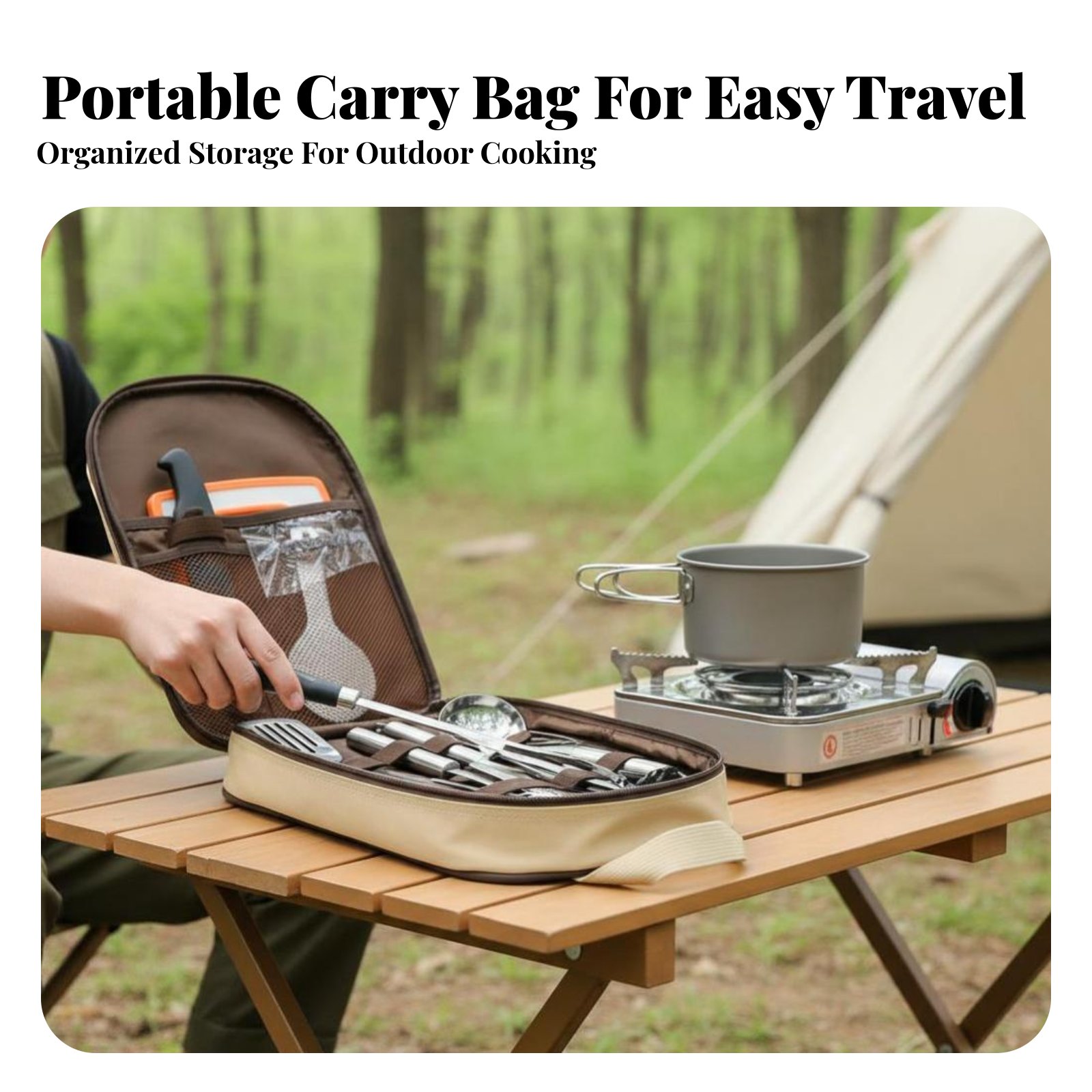 屋外用ポータブル調理器具セット、キャンプ食器、ステンレス鋼キ - Camping Cooking Dining Set のレビューと価格