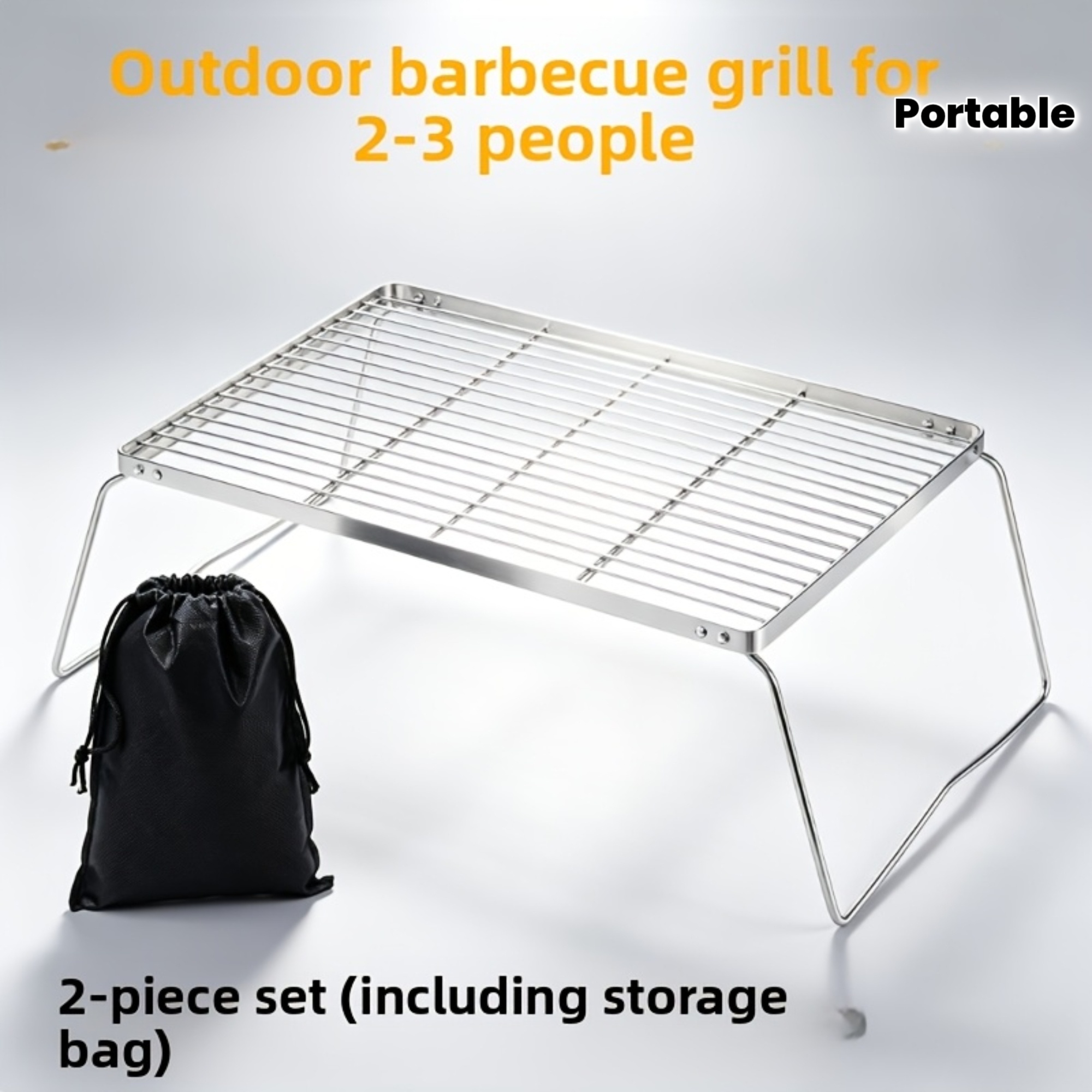 ポータブル折りたたみ式ステンレスキャンプファイヤースタンド  - Camping Cooking Griddle のレビューと価格