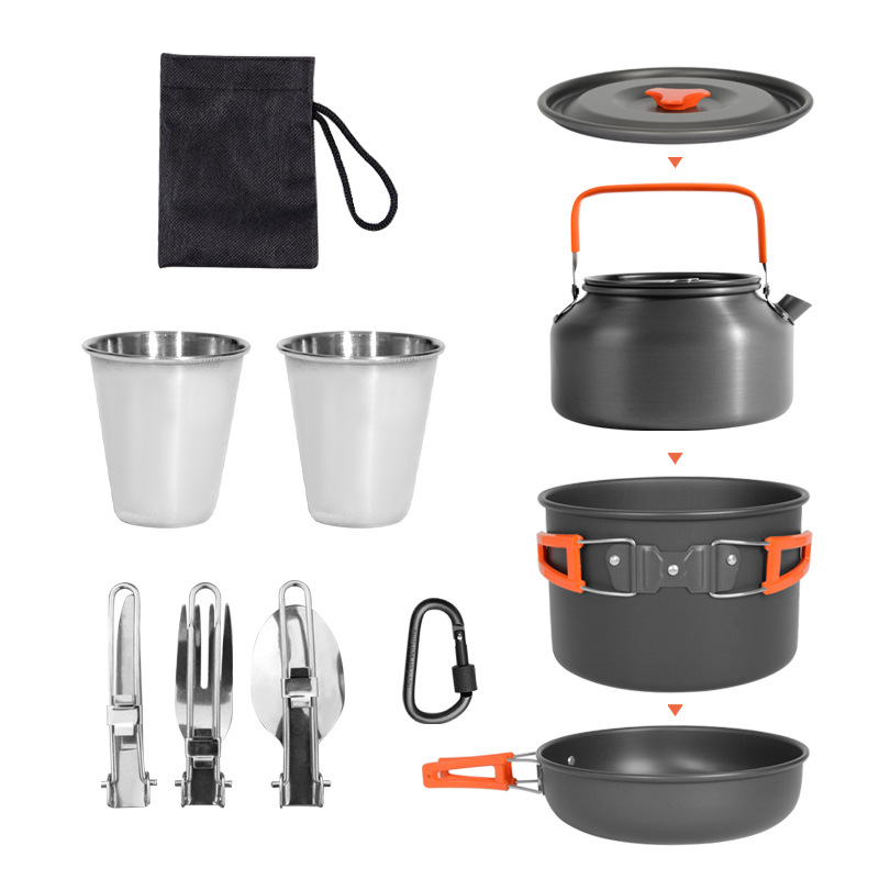 DS-308 アウトドア大容量調理キット、入れ子式で持ち運び - Camping Cooking Set Ds 308 のレビューと価格