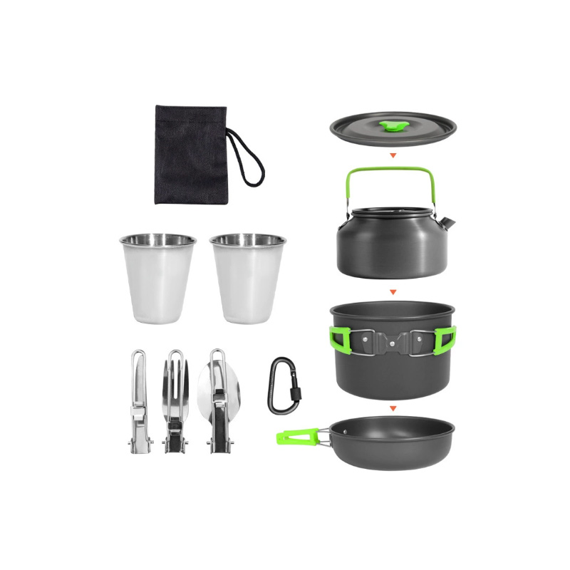 DS-308 アウトドア大容量調理キット、入れ子式で持ち運び - Camping Cooking Set Ds 308 のレビューと価格