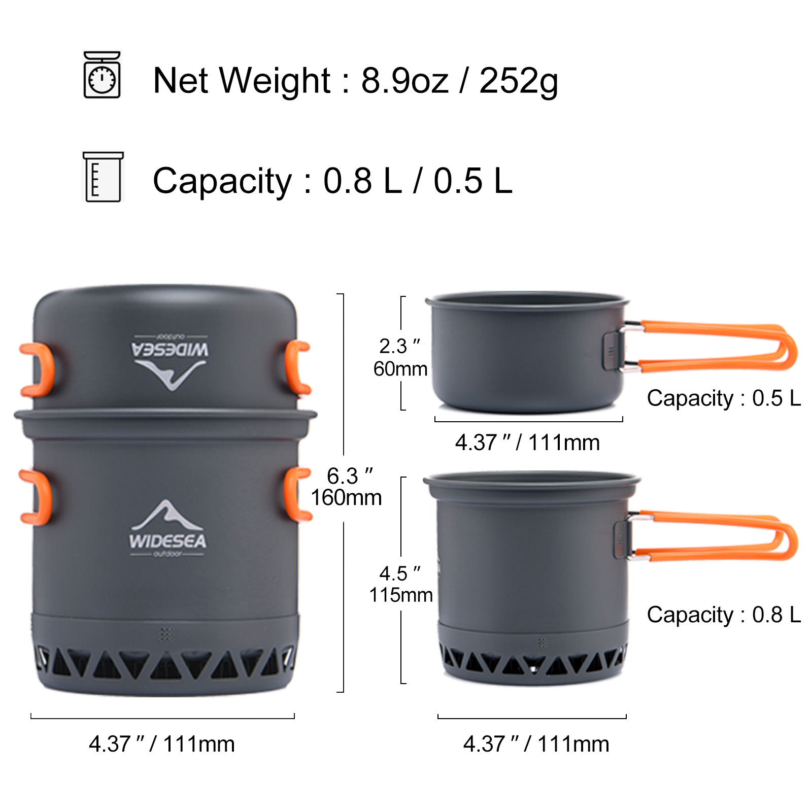 幅の屋外調理ケトルセット、キャンプポット、調理器具、加熱調理 - Camping Cooking And Dining Set のレビューと価格