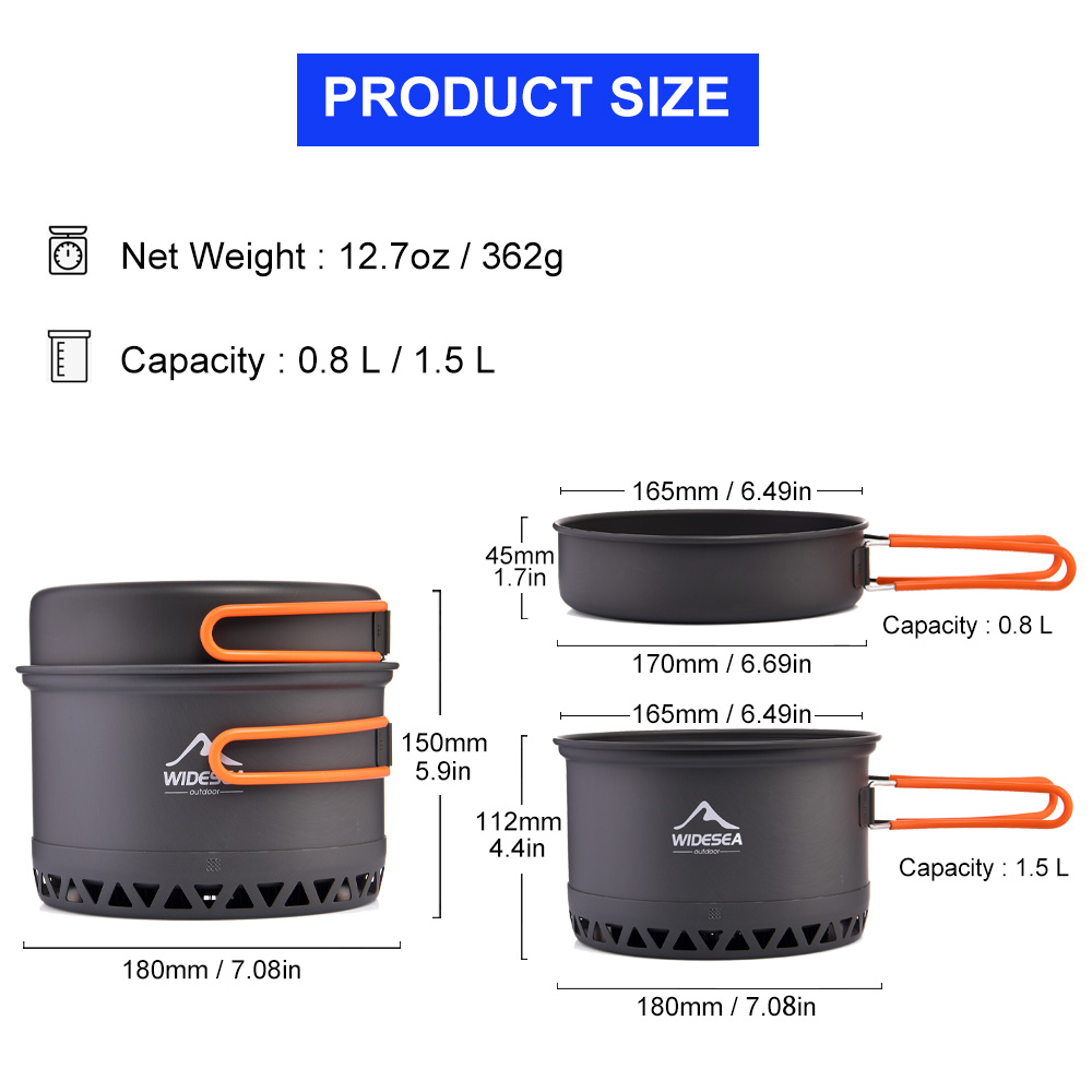 幅の屋外調理ケトルセット、キャンプポット、調理器具、加熱調理 - Camping Cooking And Dining Set のレビューと価格