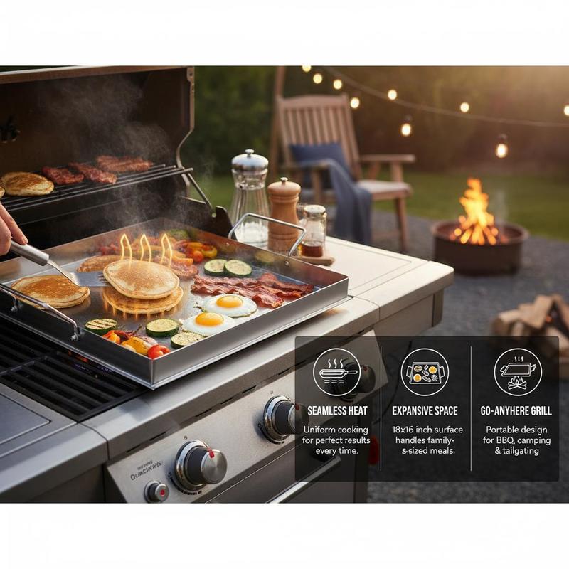 ユニバーサルフラットトップグリドル 18x16インチ キャン - Camping Cooking Griddle のレビューと価格