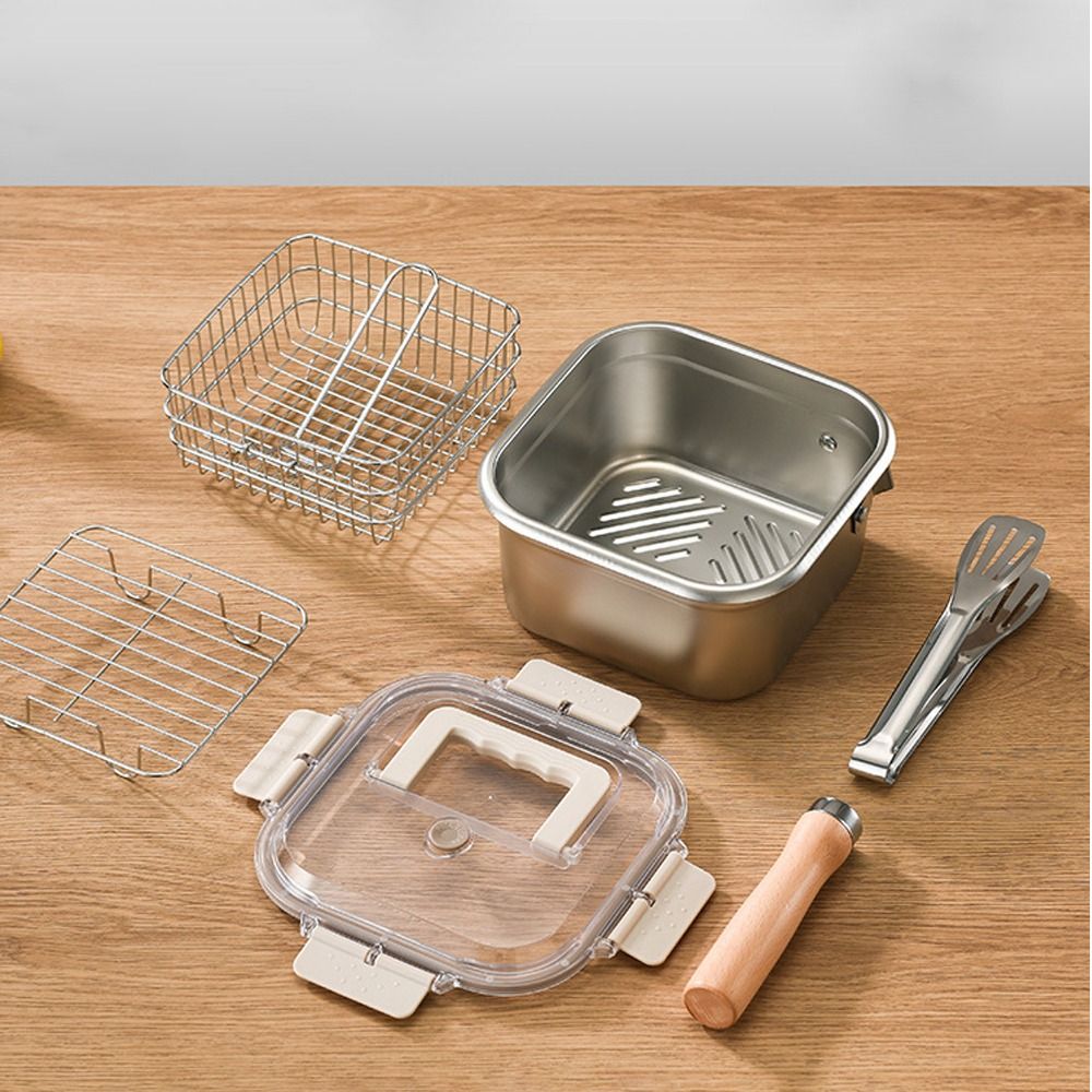 ポータブルステンレス鋼フライパン正方形ノンスティック調理鍋バ - Camping Cooking Pots And Pans Set のレビューと価格