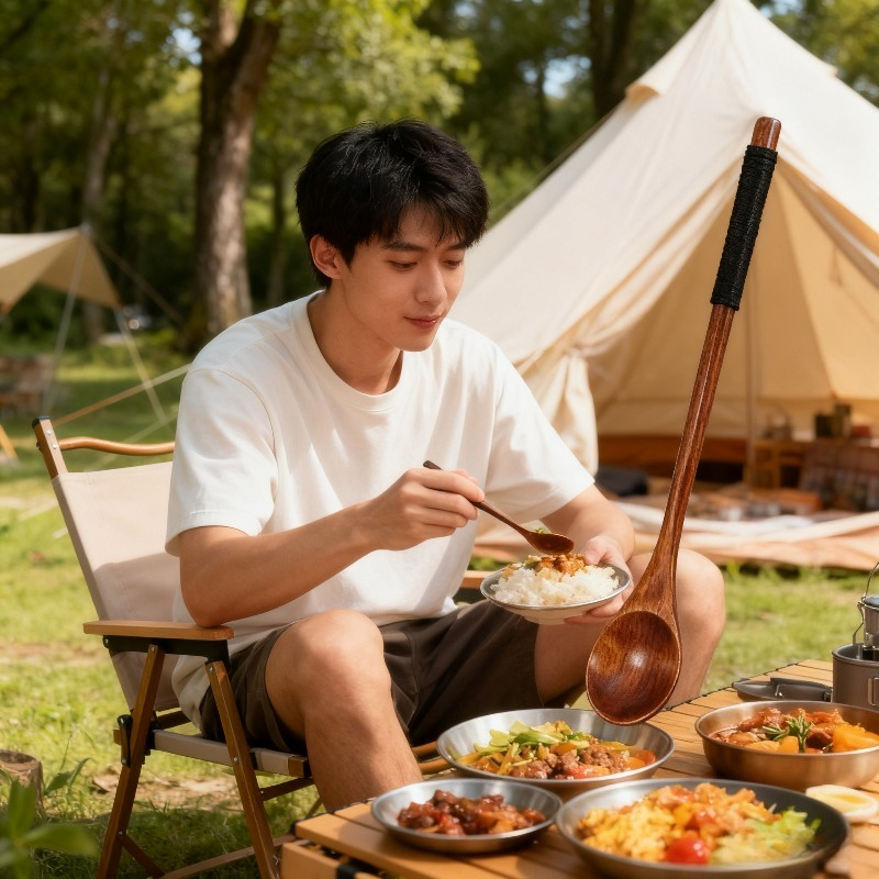 木製ダイニングセット スプーン 箸 フォーク 3点セット 天 - Camping Cooking Dining Set のレビューと価格