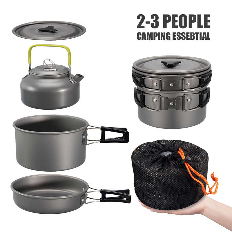 WESTTUNE キャンプ調理器具キット アルミ アウトドア - Camping Cooking Pots And Pans Set のレビューと価格