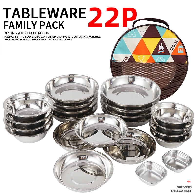 キャンププレート22枚セット,ポータブル,セルフ駆動,プレー - Camping Cooking Dining Set のレビューと価格
