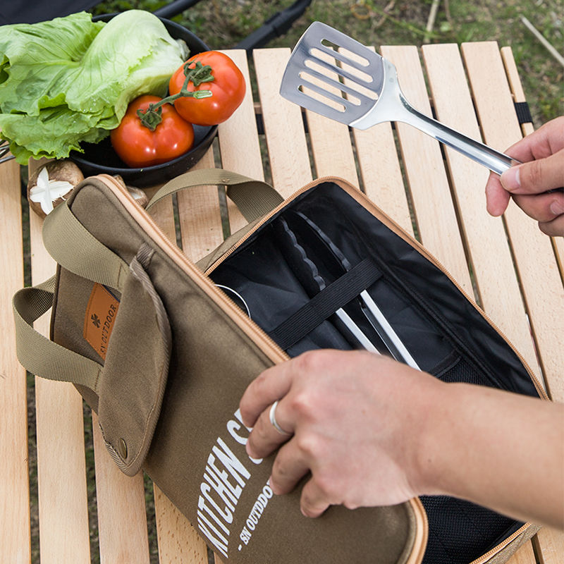 8点セット キャンプキッチン調理器具セット ポータブル屋外旅 - Camping Cooking And Dining Set のレビューと価格
