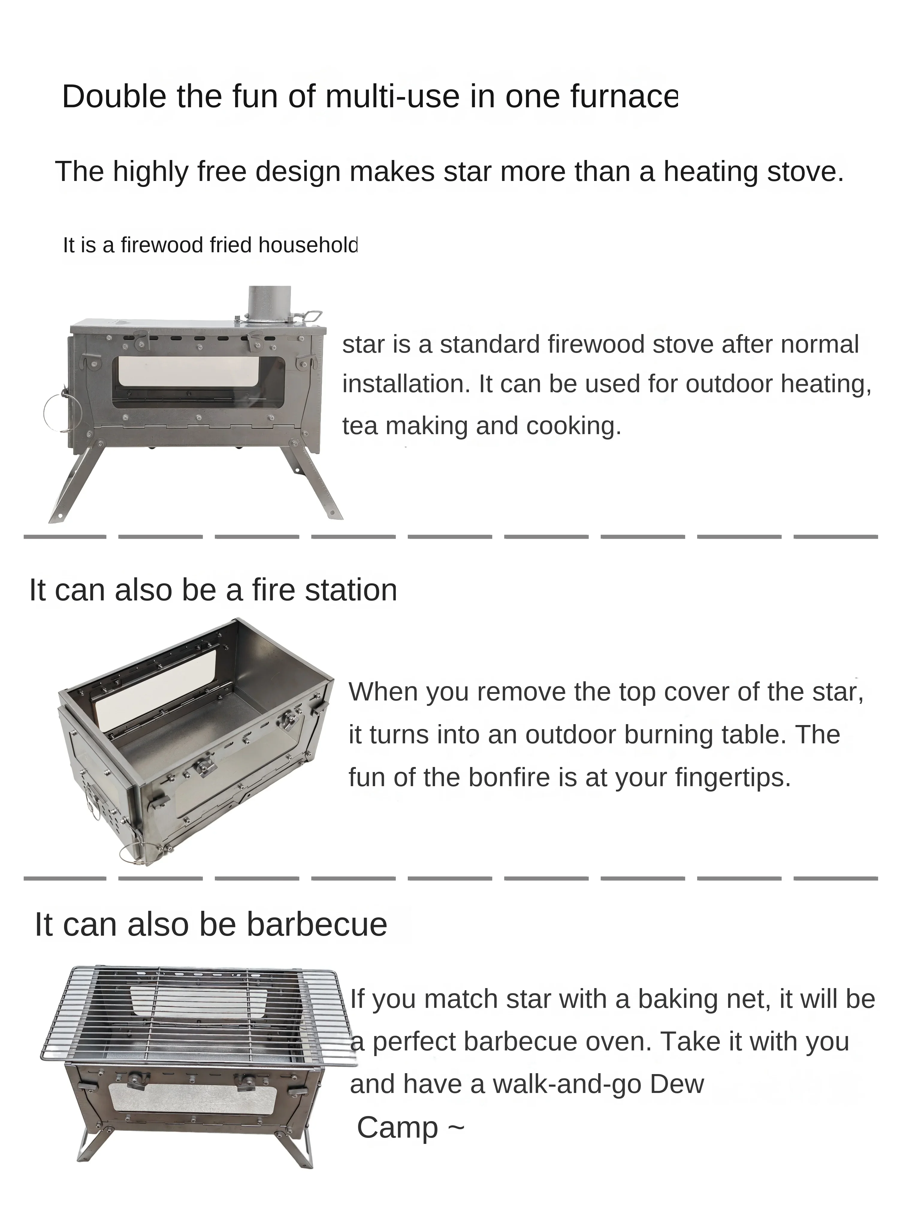 Wt star-tiチタン合金折りたたみ薪ストーブ,ストーブ - Camping Cooking Gazebo のレビューと価格