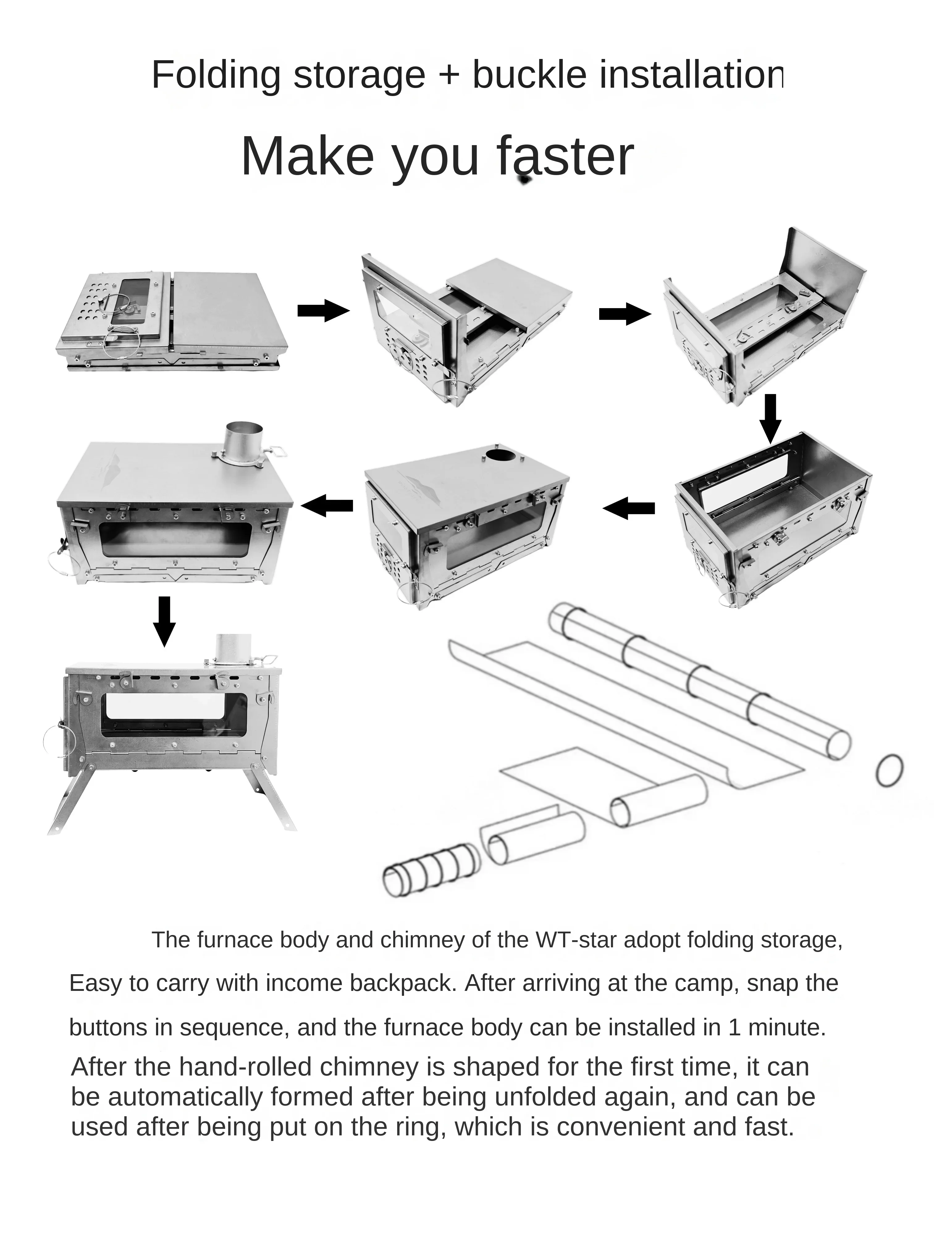 Wt star-tiチタン合金折りたたみ薪ストーブ,ストーブ - Camping Cooking Gazebo のレビューと価格