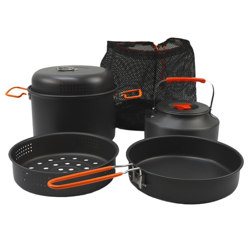 屋外調理器具セット、キャンプ調理鍋、ケトル、蒸し器、フライパ - Camping Cooking Pots And Pans Set のレビューと価格