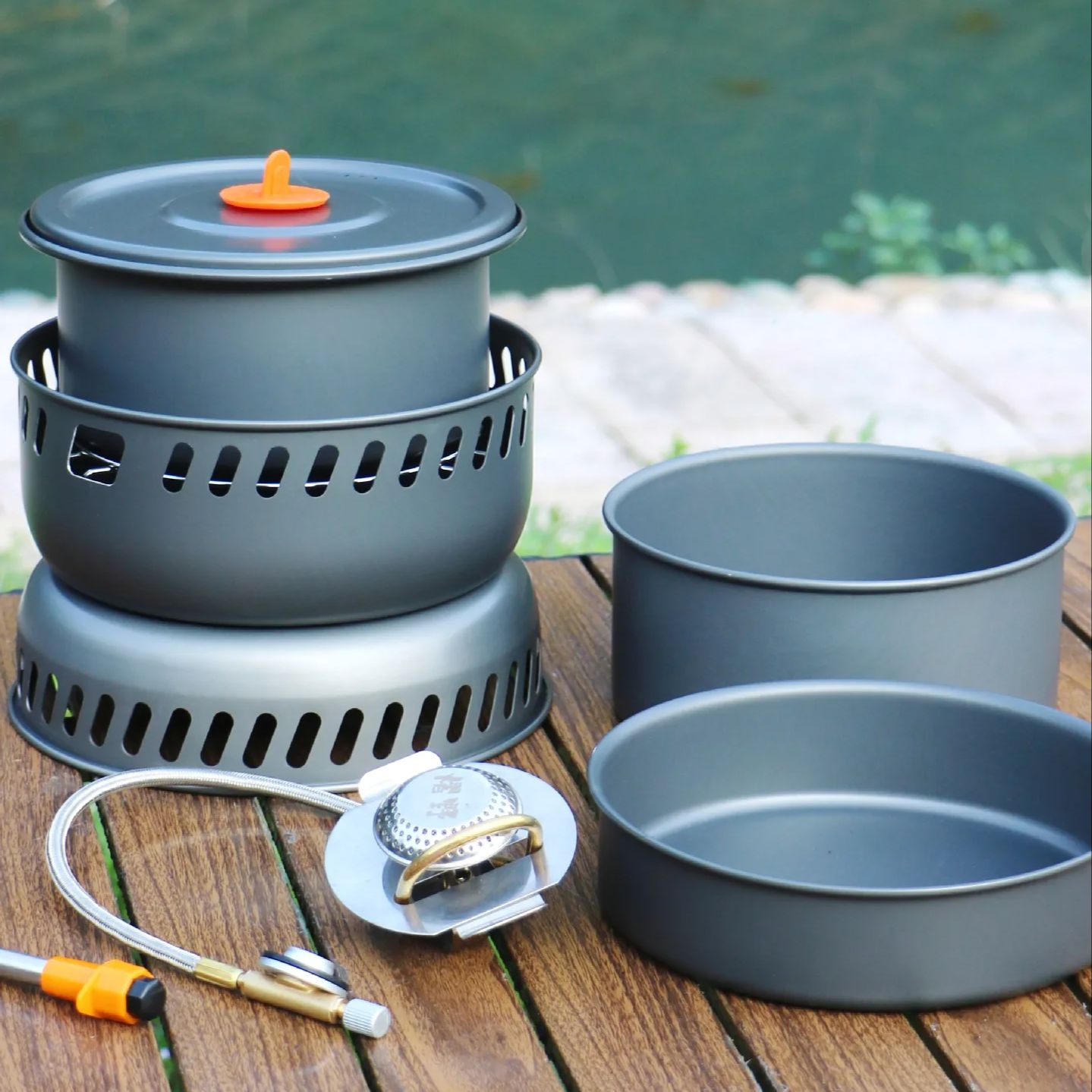 キャンプ用合金製調理鍋フライパンストーブセット XB-Q1  - Camping Cooking Pots And Pans Set のレビューと価格