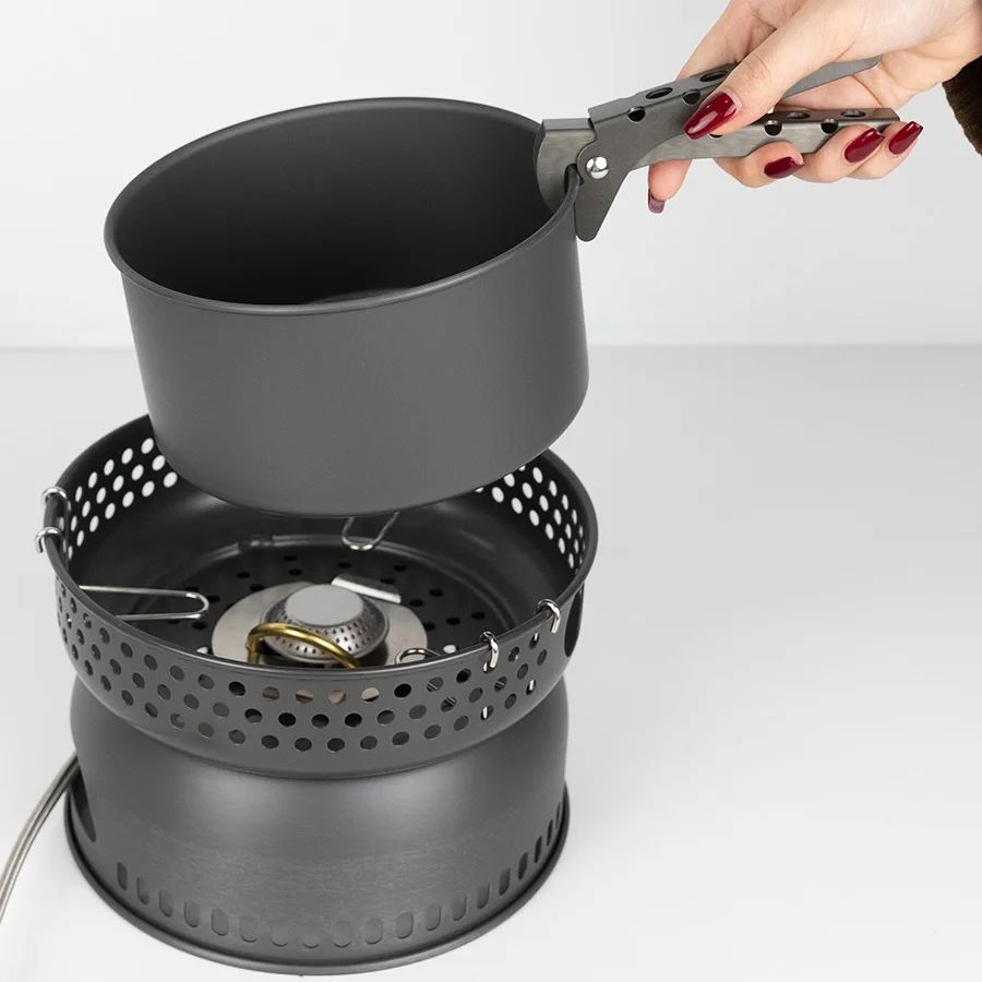キャンプ用合金製調理鍋フライパンストーブセット XB-Q1  - Camping Cooking Pots And Pans Set のレビューと価格