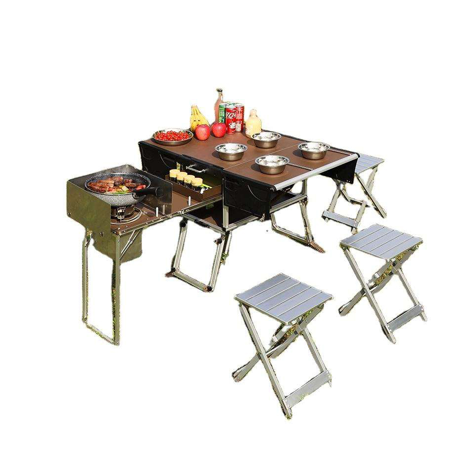 ポータブル屋外折りたたみフードトレーラーモバイルキッチン折り - Camping Cooking Dining Set のレビューと価格