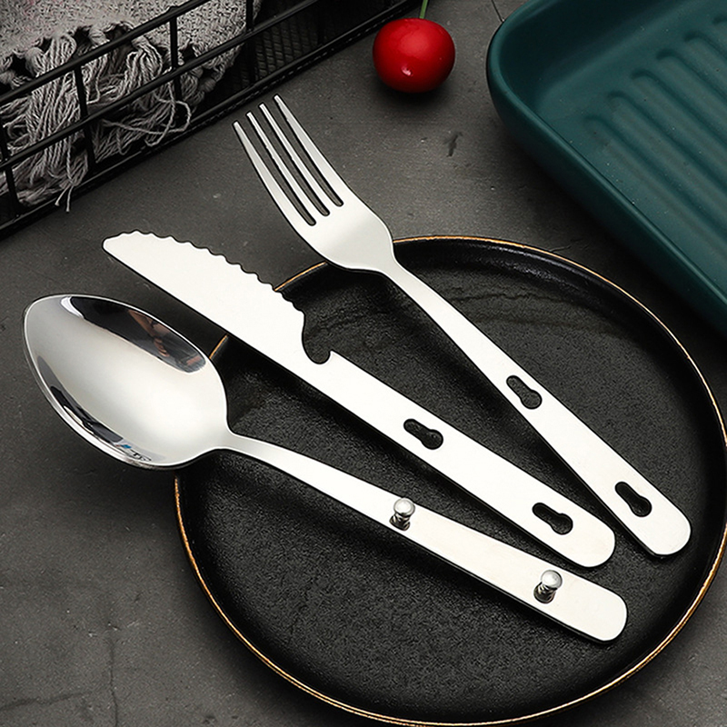 3個/セット ポータブルステンレス製食器 折りたたみナイフ  - Camping Cooking And Dining Set のレビューと価格