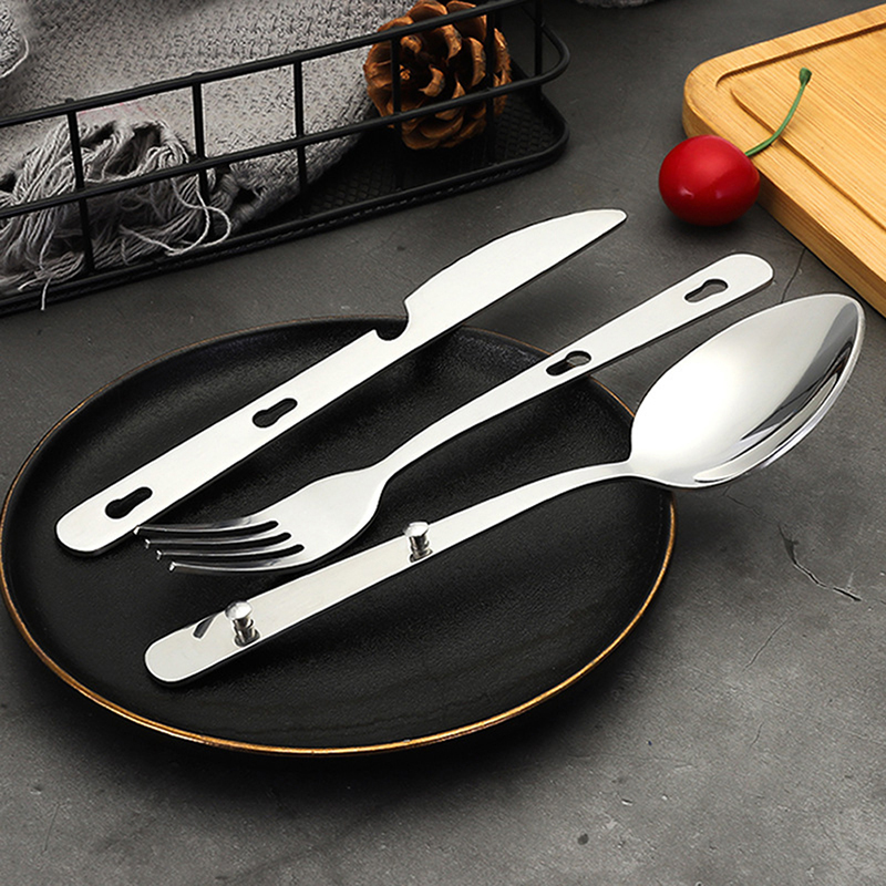 3個/セット ポータブルステンレス製食器 折りたたみナイフ  - Camping Cooking And Dining Set のレビューと価格