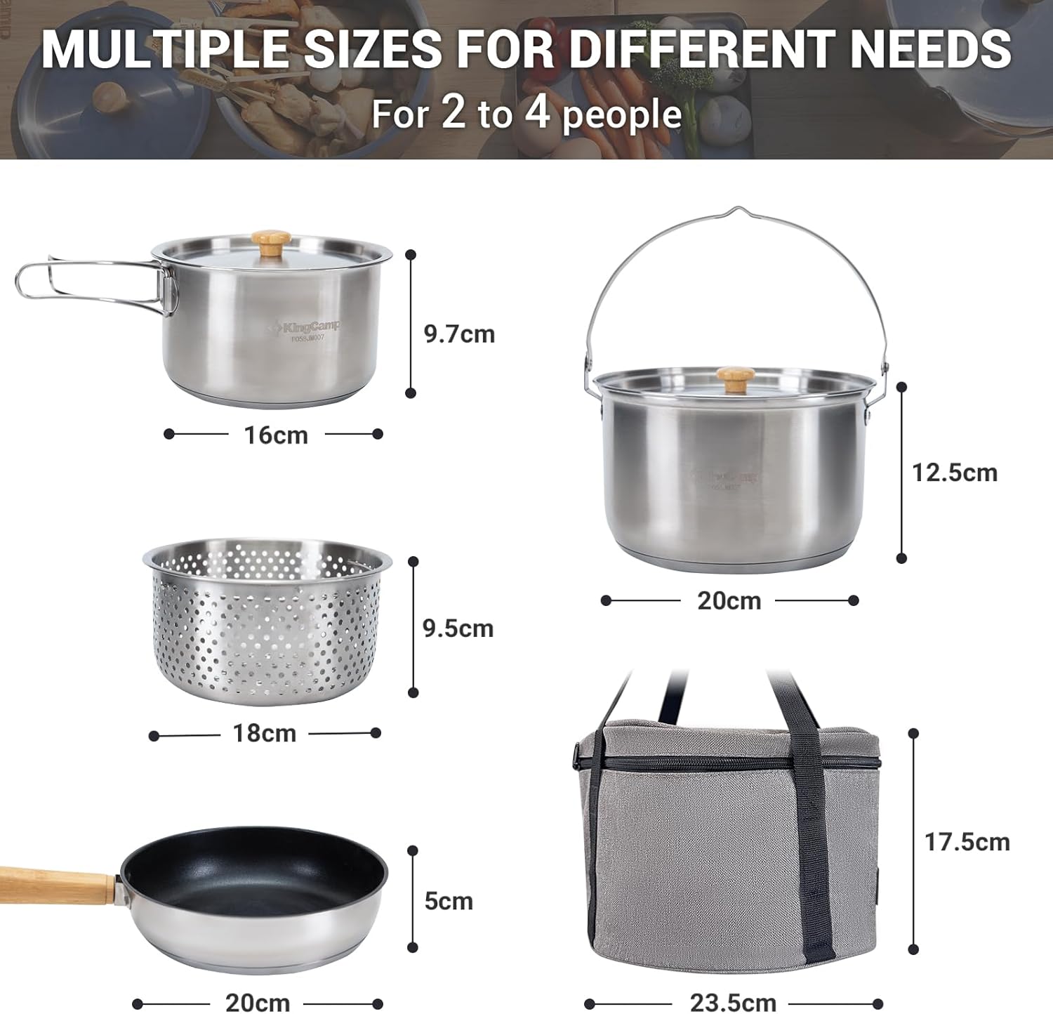 304ステンレス鋼キャンプ用調理器具セット - キャンプファ - Camping Cooking Pots And Pans Set のレビューと価格
