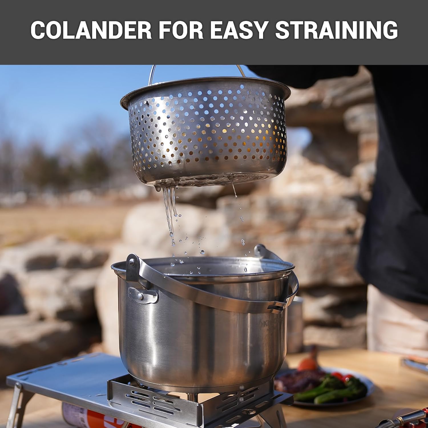 304ステンレス鋼キャンプ用調理器具セット - キャンプファ - Camping Cooking Pots And Pans Set のレビューと価格