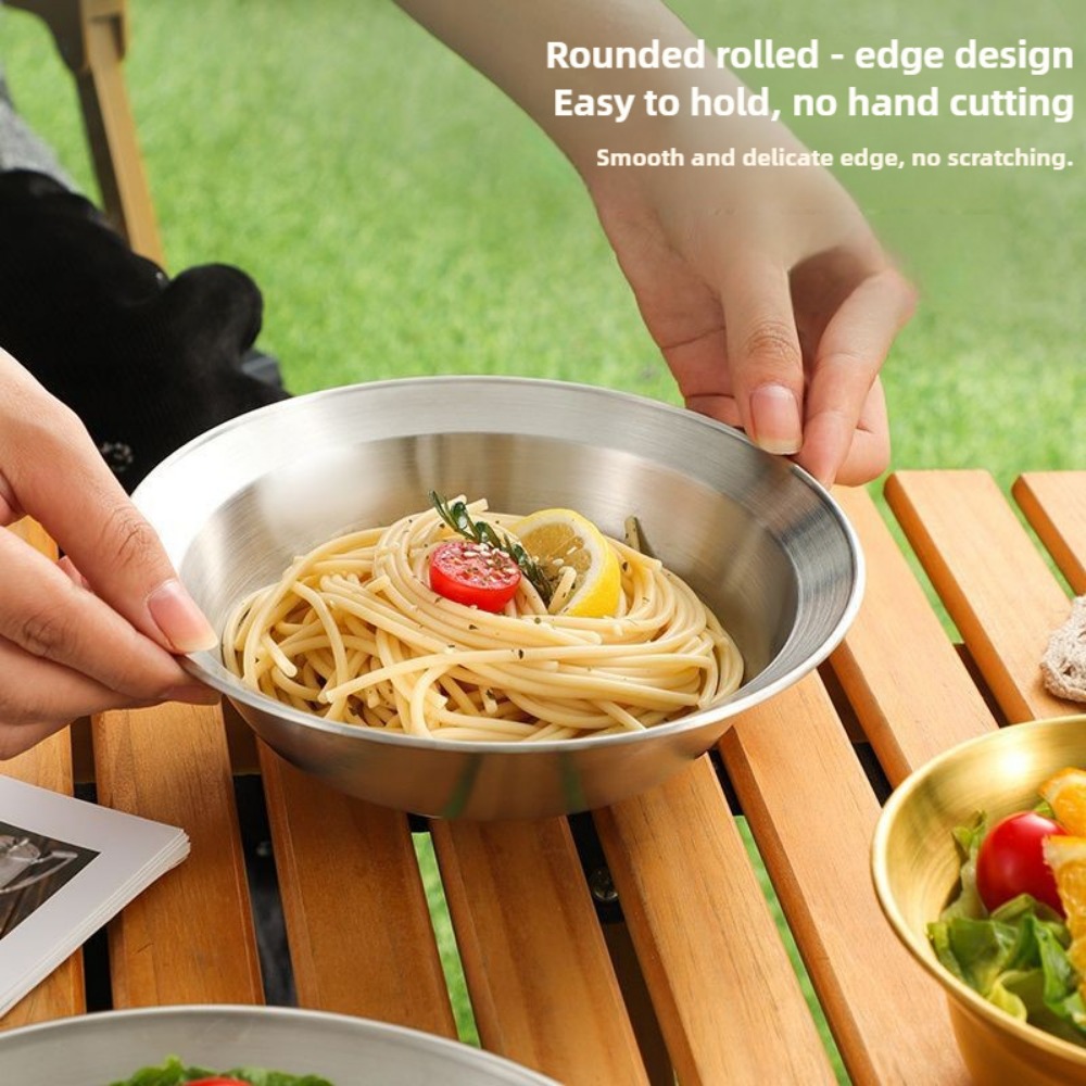 ステンレス製カトラリーセット、プレートとボウルのキャンプセッ - Camping Cooking Disc のレビューと価格