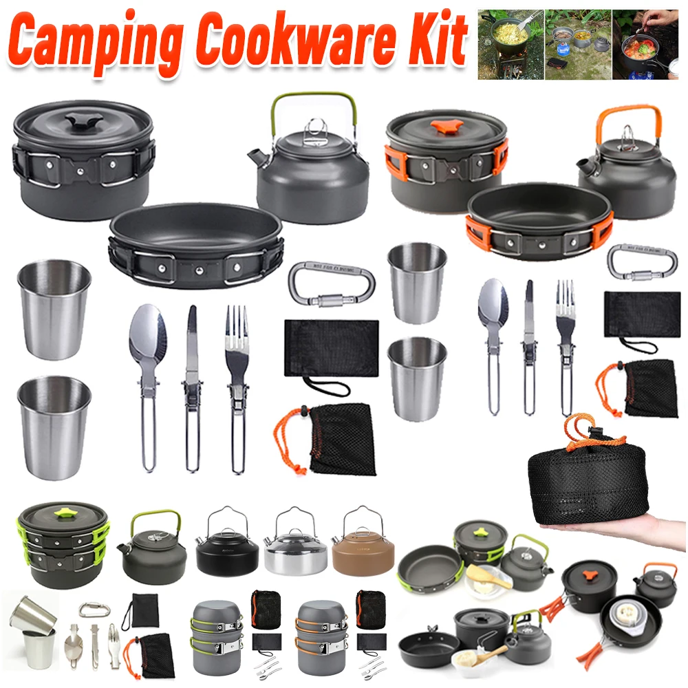 キャンプ調理器具キット ケトル ポット パン クックセット  - Camping Cooking Pots And Pans Set のレビューと価格
