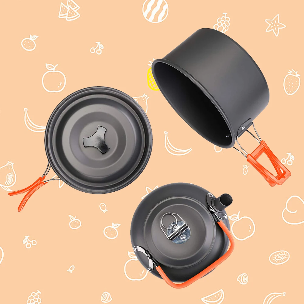 キャンプ調理器具キット ケトル ポット パン クックセット  - Camping Cooking Pots And Pans Set のレビューと価格