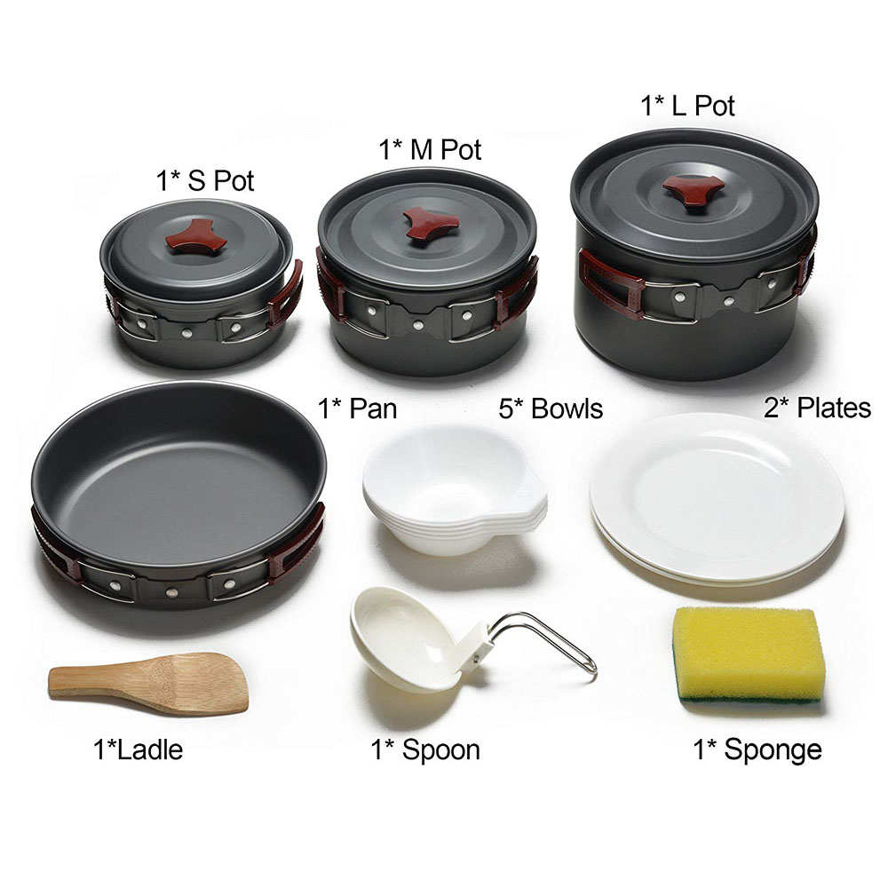 アウトドア キャンプ調理器具キット ノンスティック キャンプ - Camping Cooking Pots And Pans Set のレビューと価格