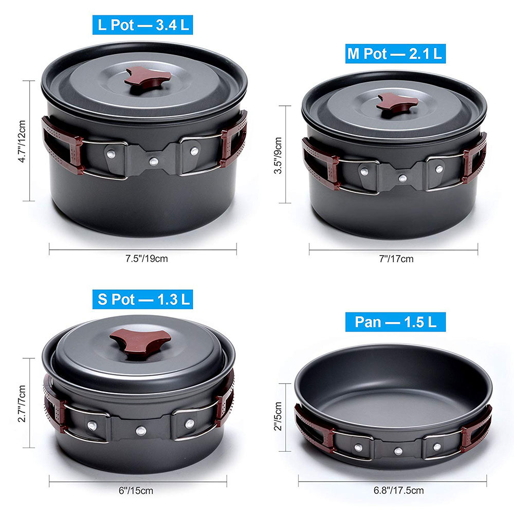 アウトドア キャンプ調理器具キット ノンスティック キャンプ - Camping Cooking Pots And Pans Set のレビューと価格