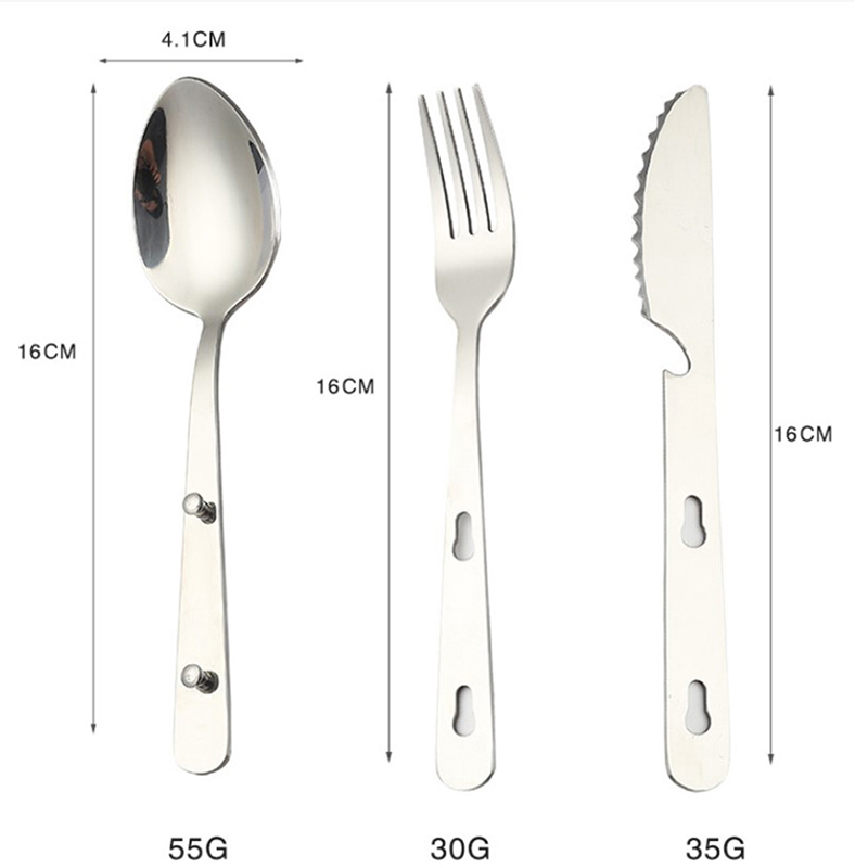 3 ピース/セットポータブルキャンプ調理食器ステンレス鋼食器 - Camping Cooking And Dining Set のレビューと価格