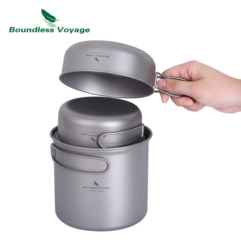 Boundless Voyage チタン製鍋フライパンセット - Camping Cooking Pots And Pans Set のレビューと価格
